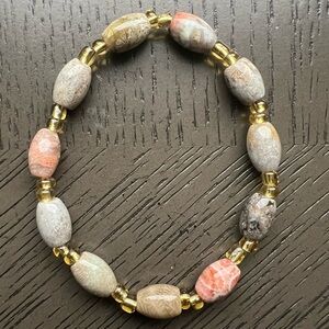 Rice shape coral jade bracelet 7-8mm SIZE 7’